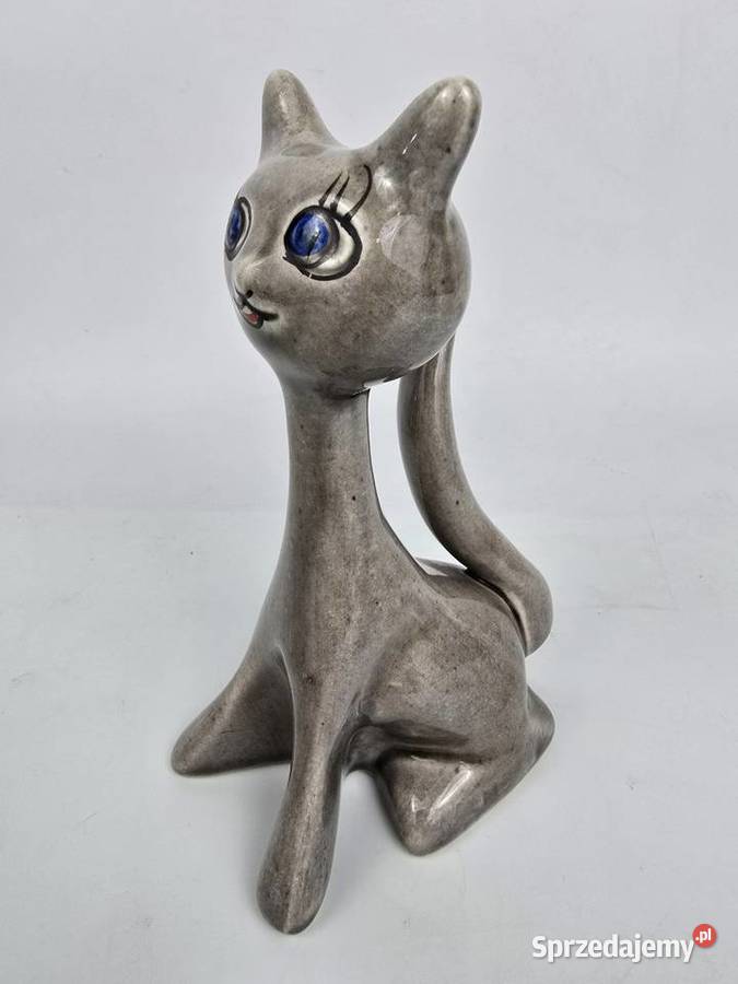 Kot midcentury modern ceramika Faianta Bronisze sprzedam