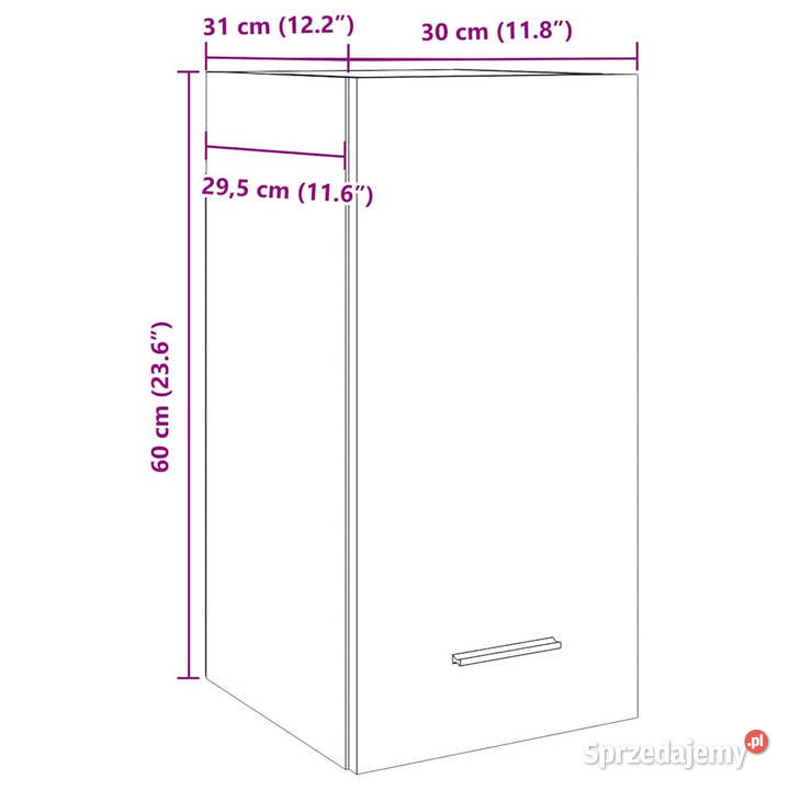 Szafka wisząca szarość betonu 30x31x60 WM856100