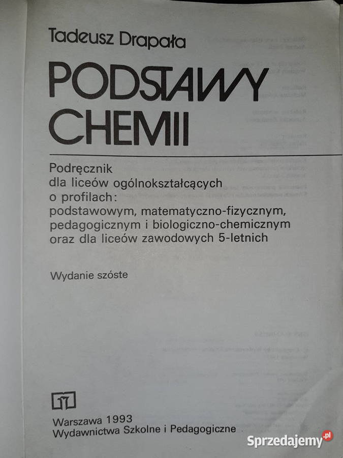Podstawy chemii Tadeusz Drapała śląskie Sosnowiec