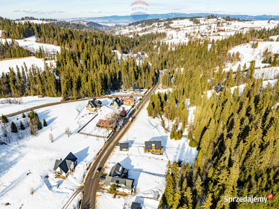 Dom jednorodziny z wiatą w otoczeniu lasu i Leśnica