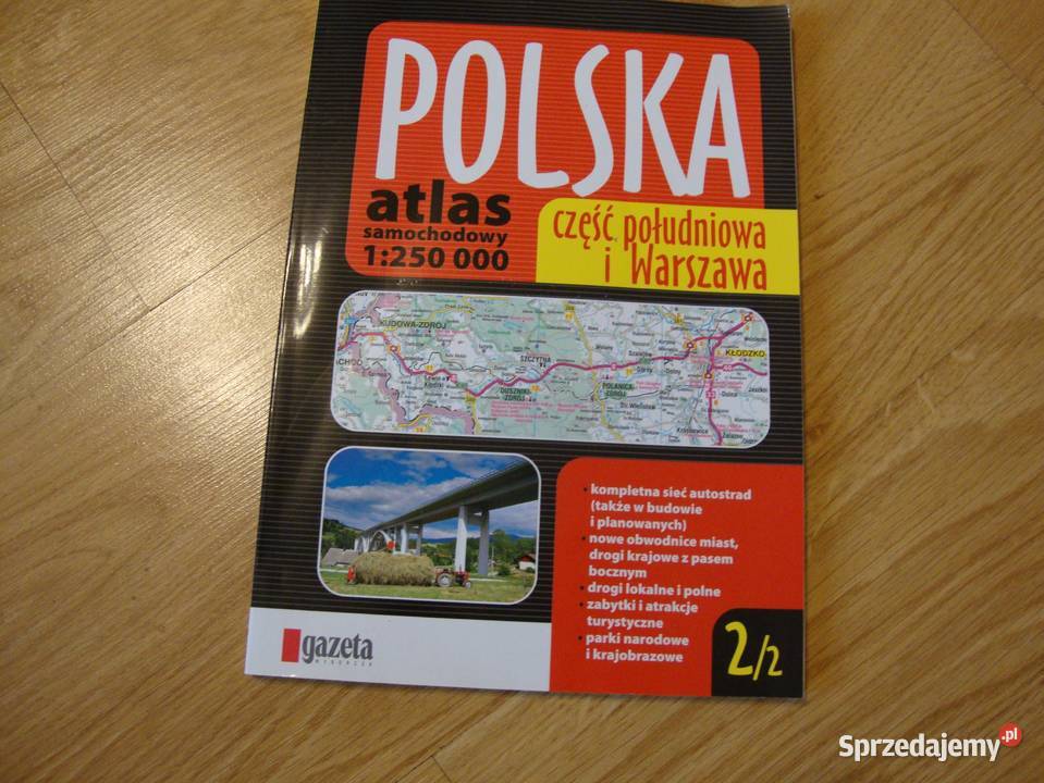 Polska; Mapa; atlas; samochodowa; południowa stan  b. dobry