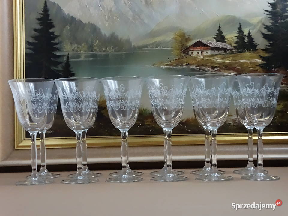 Piękny komplet 12 kieliszków vintage kryształowe Biłgoraj