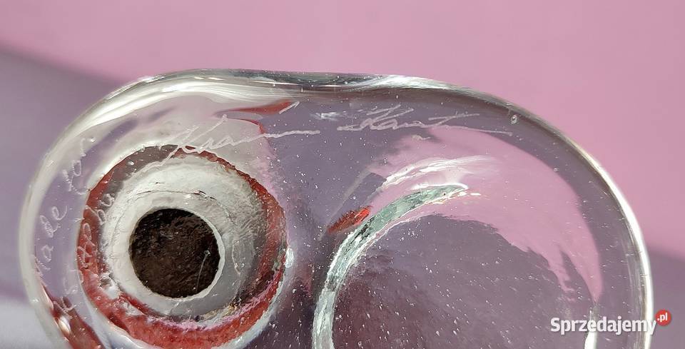 Świecznik szklany sygnowany Bianco Blu Finland małopolskie Jasień