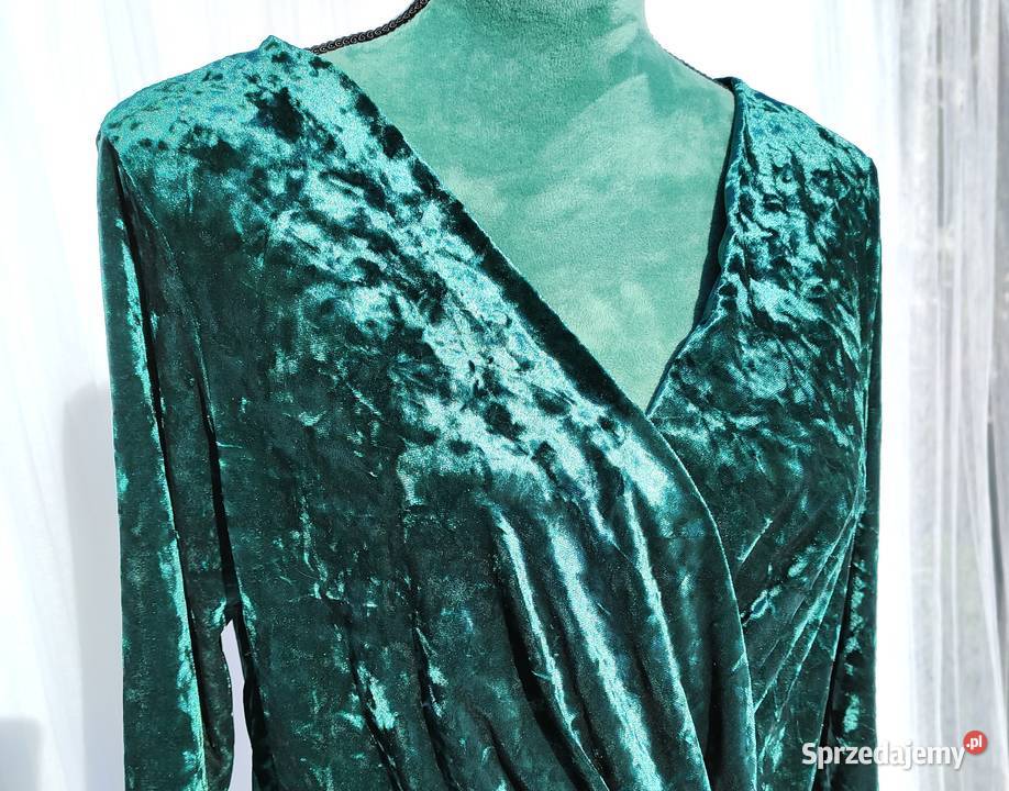Nowa sukienka Mango 46 XXXL zielona welurowa Szczecin