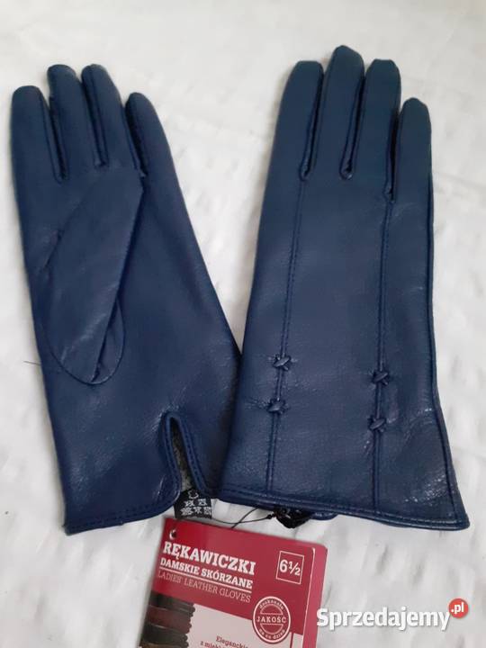 Rękawiczki damskie skórka Niebieskie 65 Gdańsk