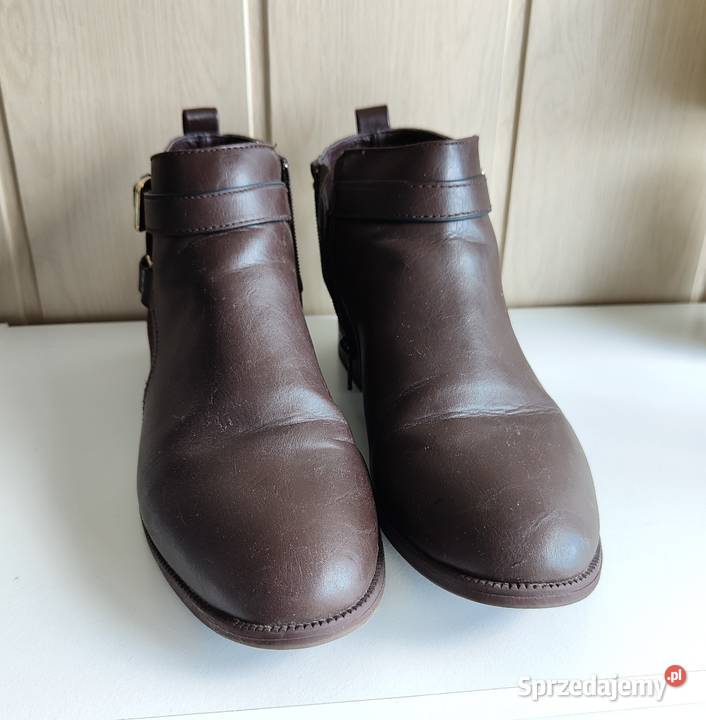 Krótkie brązowe botki HM 39 sztyblety buty H&M Szczecin