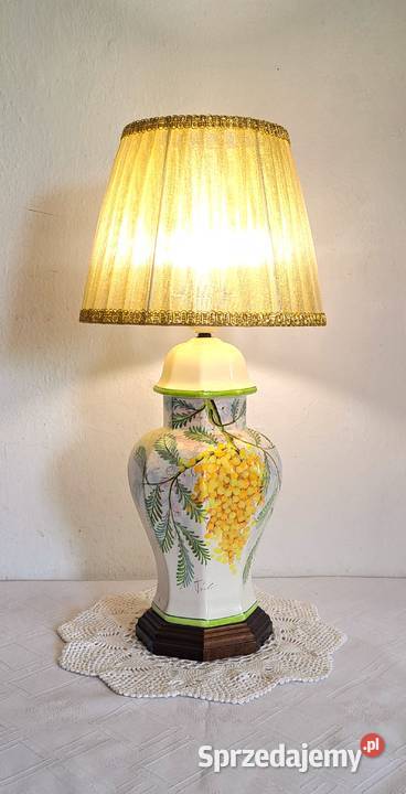porcelanowa sygnowana ręcznie malowana lampa