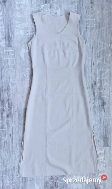 Długa letnia sukienka na każdą okazję len S Bez wzoru Katowice