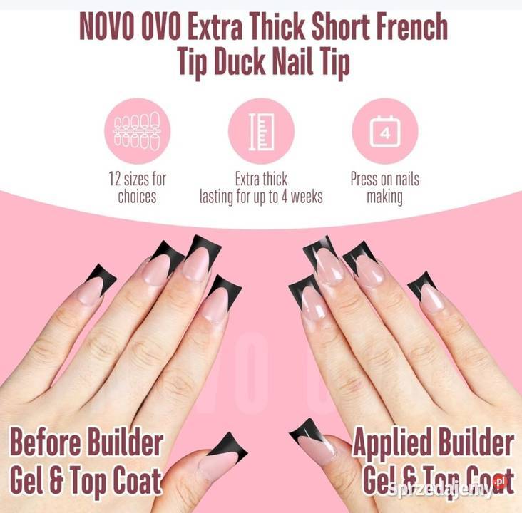 Sztuczne paznokcie tipsy Halloween French Black dolnośląskie Domaszczyn