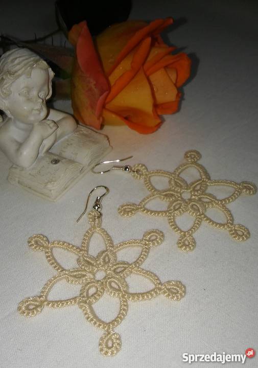 Kolczyki Frywolitkowe małopolskie Wiśniowa