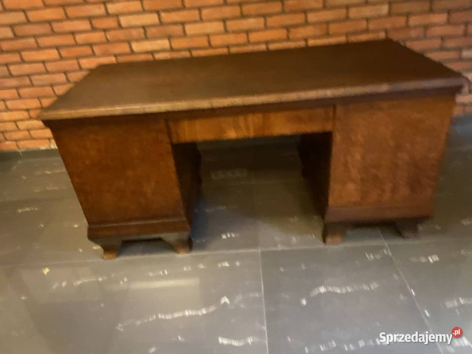 Stare dębowe dwustronne biurko gabinetowe Września