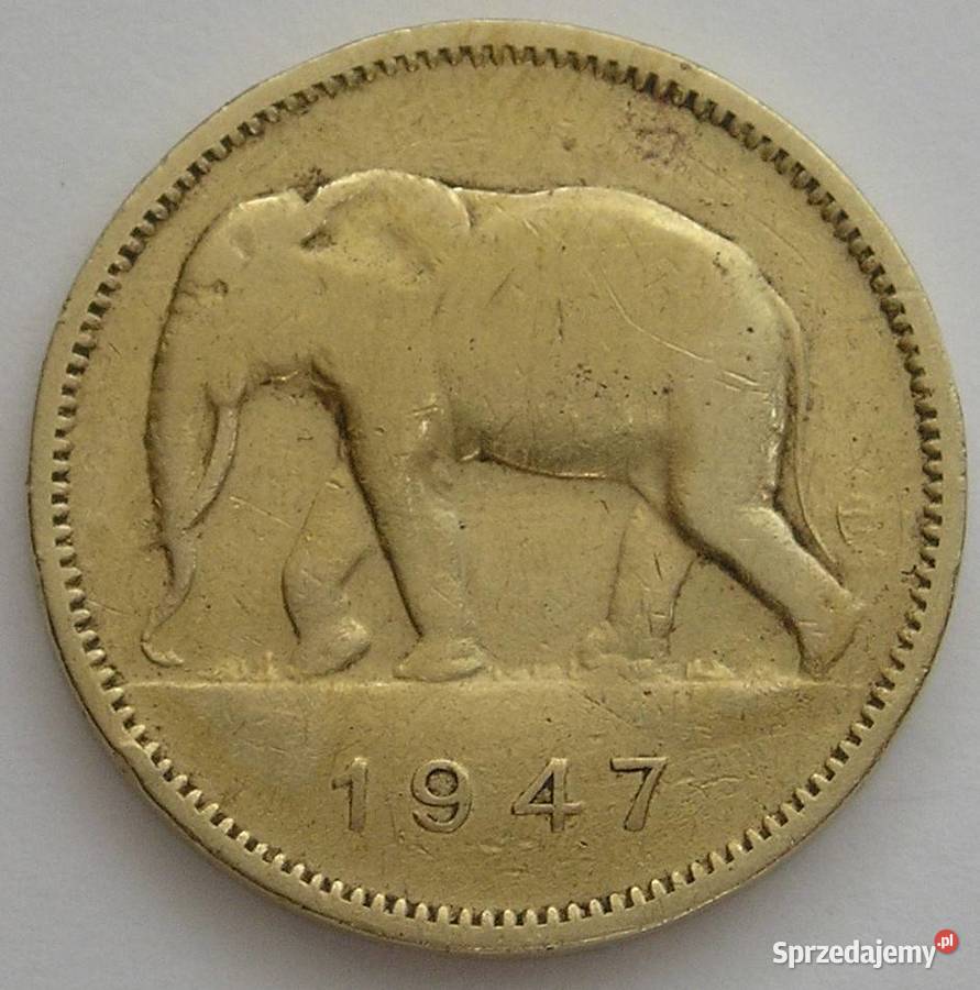 KONGO BELGIJSKIE 2 FRANKI 1947 SŁOŃ Łódź sprzedam