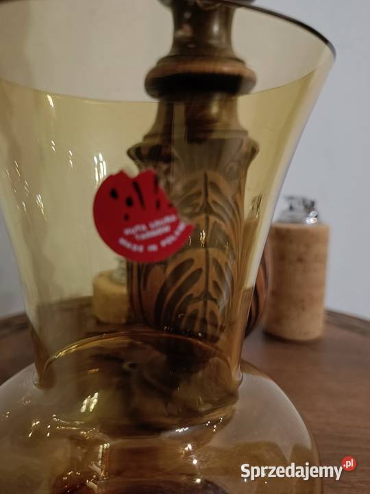 Wazon szklany miodowy PRL z Huty Laura Tarnów Lipno