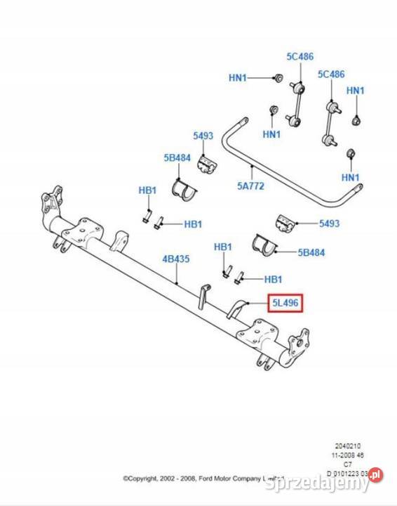 WSPORNIK BELKI LEWY TYŁ FORD TRANSIT CONNECT osobowe lubelskie