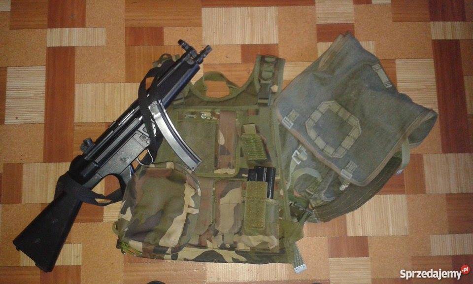 Sprzet ASG replika MP5 Kamizelka taktyczna pleca Katowice