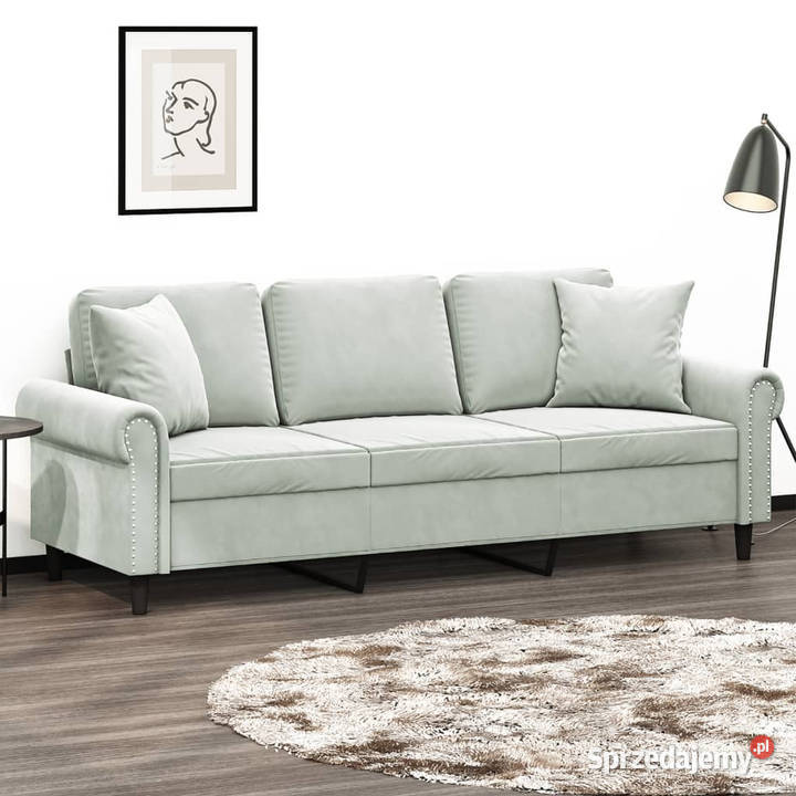 3osobowa sofa z poduszkami jasnoszara 180 Warszawa