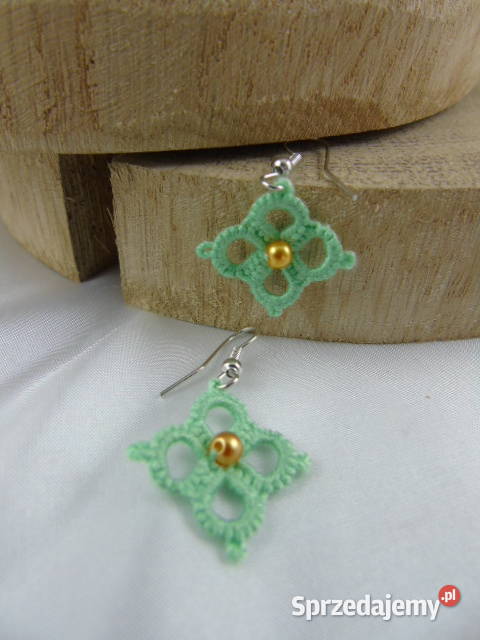 Kolczyki frywolitkowe różne wzory i kolory Wiśniowa