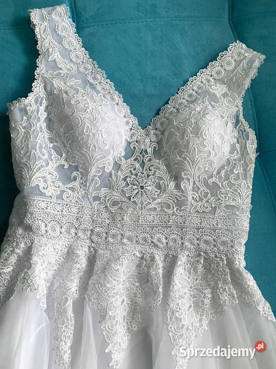 Suknia ślubna boho liniaA koronka 40 L 44 XXL Rozmiar 44(XXL) Jelenia Góra