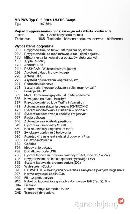 Mercedes GLE 350e Coup Gwarancja ASO FV 23 serwisowany w ASO Motoryzacja Morzyczyn