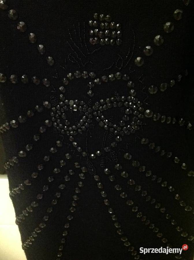 Efektowana Czarna Mini Sukienka Sweterkowa Rozmiar 36(S)