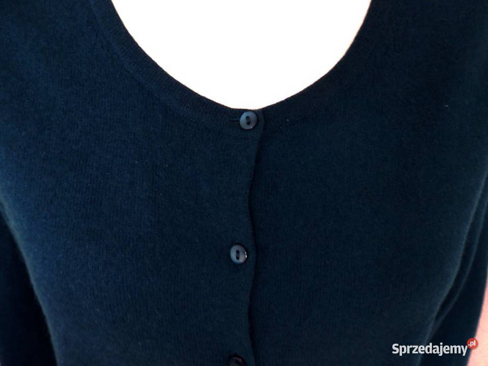 Sweter Kaszmirowy 100 Kaszmir Kardigan Wełniany niebieski Łomża