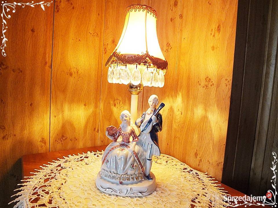 Piękna stara porcelanowa lampka nocna barok Cudo Żary