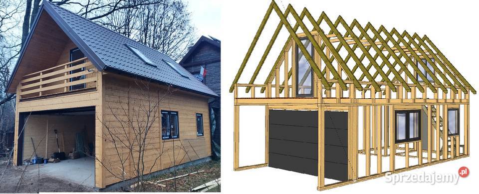 Dom z drewna domek szkieletowy projekt szkielet Józefów