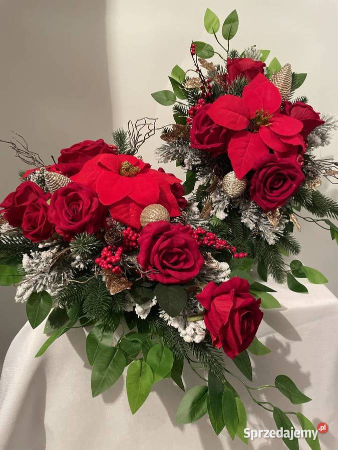 Świąteczna wiązanka bukiet do wazonu czerwone