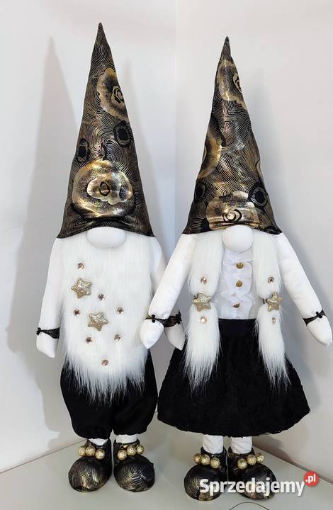 Skrzaty świąteczne krasnale gnomy para czarny pomorskie Lipnica