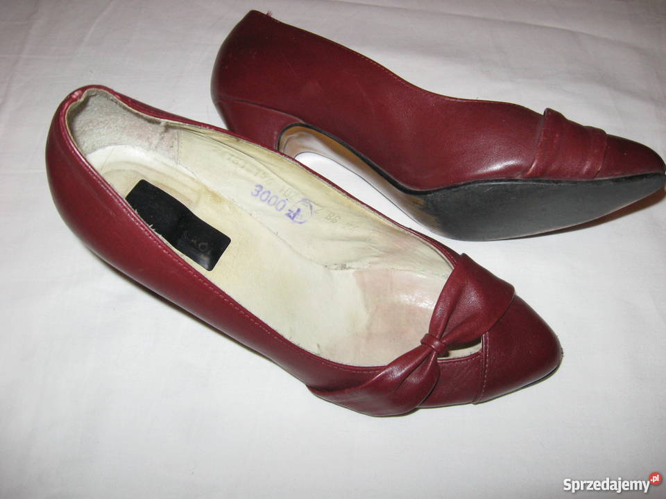 bordowobrązowe czółenka na obcasie lubelskie Lublin