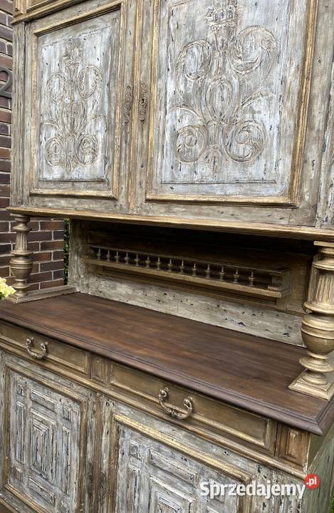 Francuski kredens antyczny ręcznie malowany 49cm Śrem