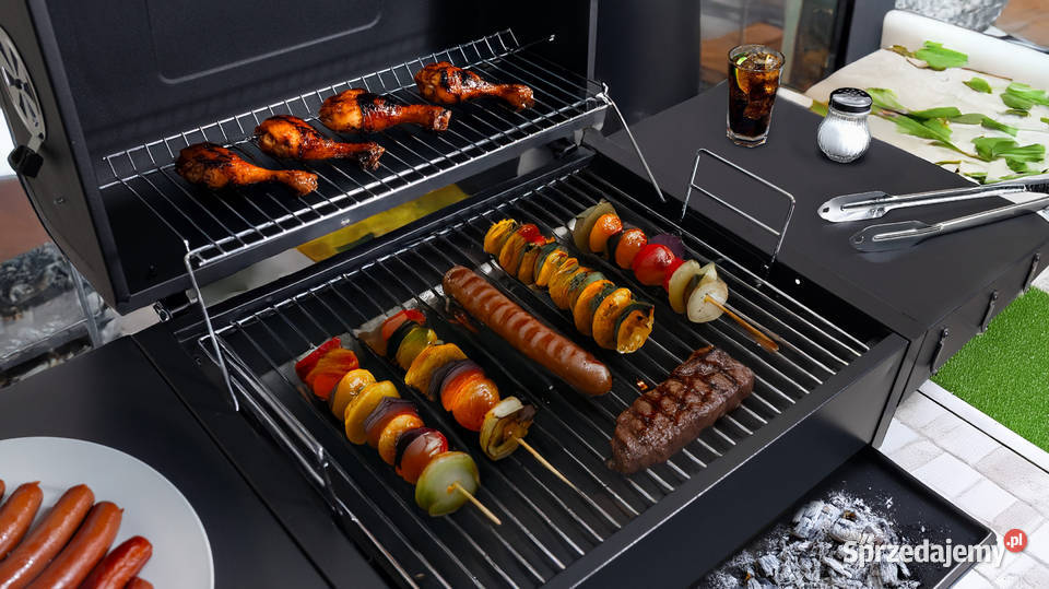 Duży grill węglowy ogrodowy ruszt z pokrywą Grille i wędzarnie Poznań