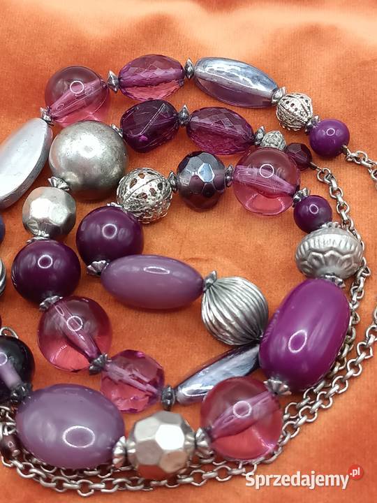 Biżuteria naszyjnik korale z fioletowym Zamość