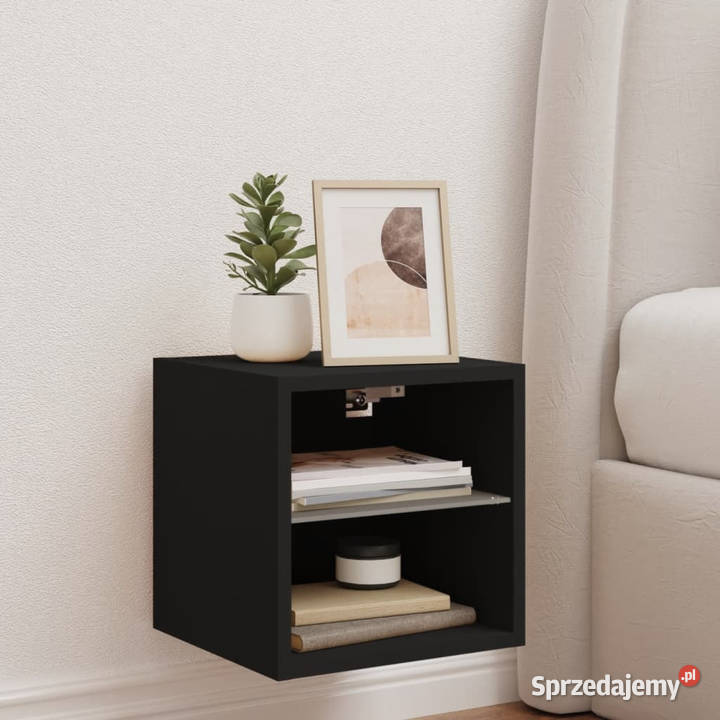 Ścienna szafka TV z LED czarna 30x285x30 RTV Warszawa