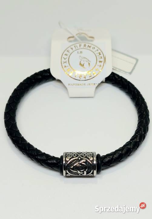 BRANSOLETKA RUNA TRIQUETRA STAL 316L SKÓRA NA śląskie Katowice
