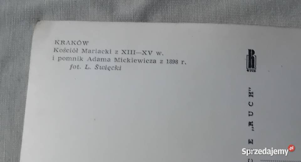 Pocztówka Kraków kościół Mariacki pomnik wielkopolskie Koźminek sprzedam