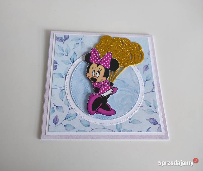 Kartka na urodziny ręcznie robiona z Myszką Łódź