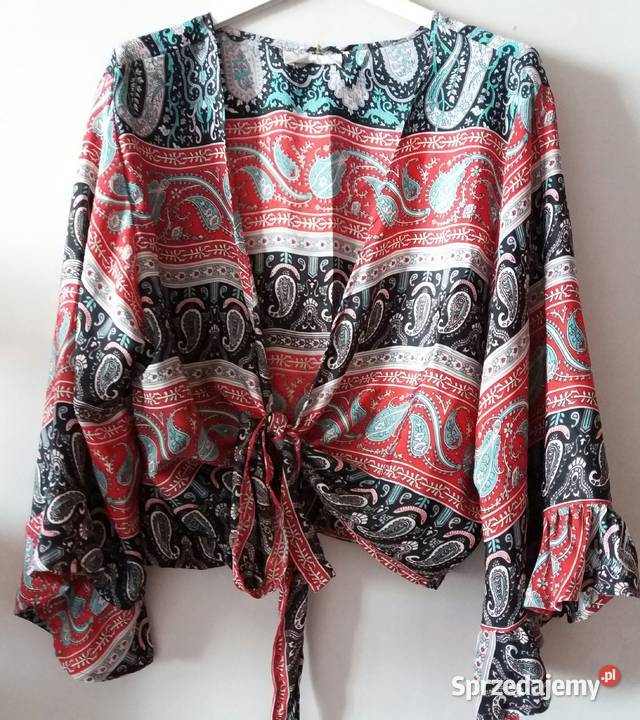 Bluzka narzutka wiązana bolerko BOHO jedwab 7 Warszawa