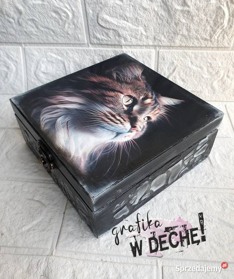 Szkatułka pudełeczko z kotem decoupage małopolskie Kraków