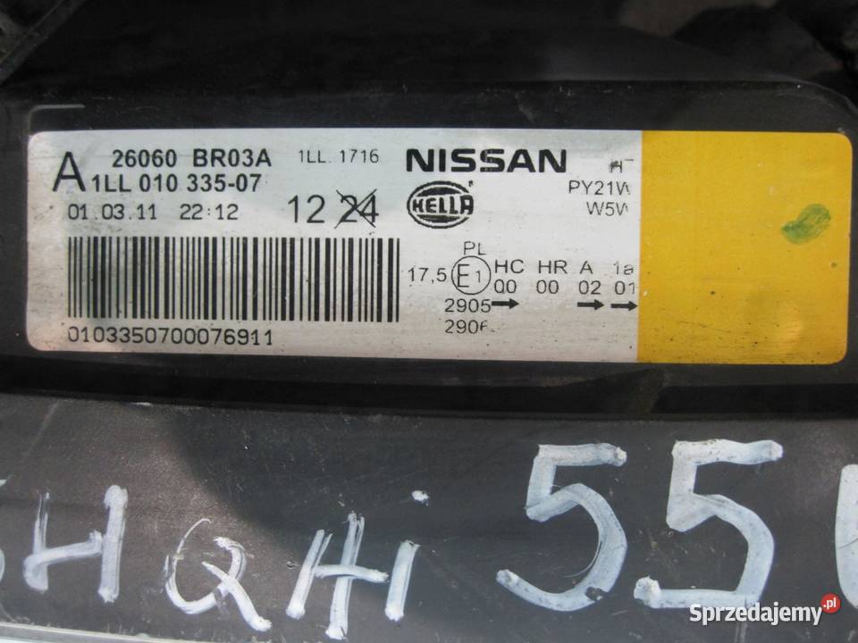 QASHQAI I J10 LIFT 11r lampa lewy przód 174450 świętokrzyskie