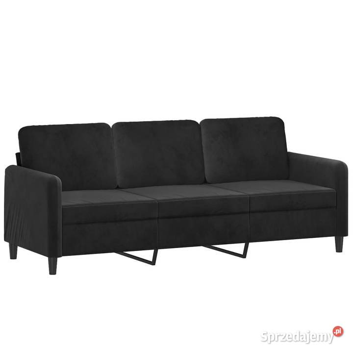 3osobowa sofa z poduszkami czarna 180 aksamit Sofy i kanapy Warszawa sprzedam