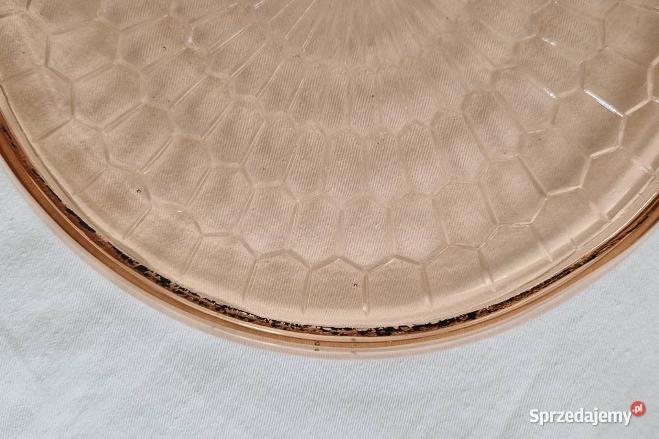 Okrągła rozalinowa taca szklana HSG Hortensja 2 Porcelana i szkło Warszawa