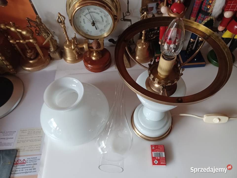 Lampa stołowa Mosiądz szkło Poznań