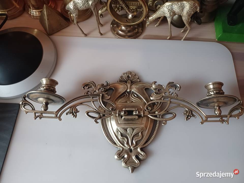 Mosiężny świecznik do pianina