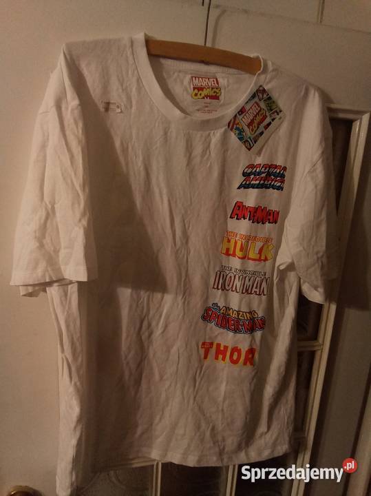 Koszulka biała Marvel kapitan Ameryka Hulk Iron Warszawa
