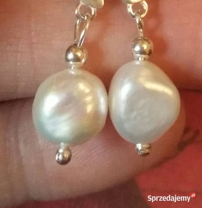 kolczyki wiszące perła naturalna srebro 925 kujawsko-pomorskie Bydgoszcz