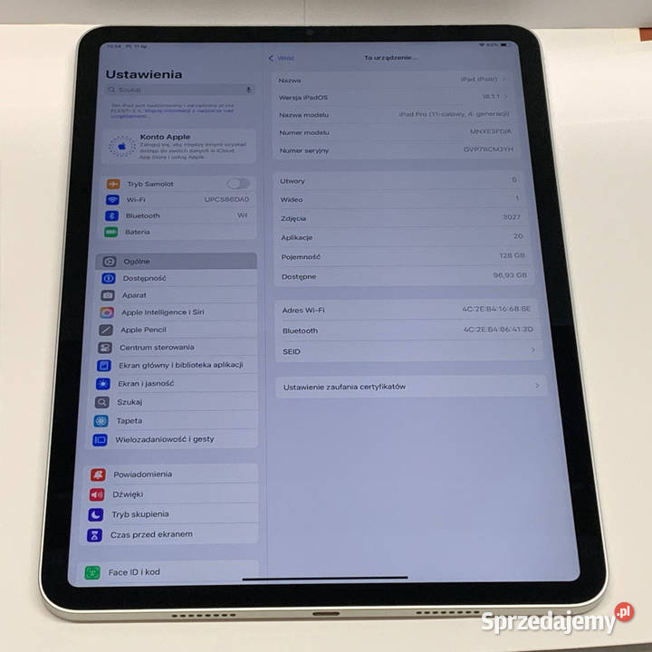 APPLE iPad Pro 11 4th Gen 128GB WiFi A2759 Warszawa
