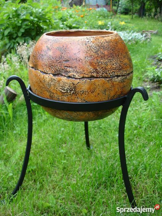 Ceramiczna donica kula w stojaku śr 40 Jelenia Góra