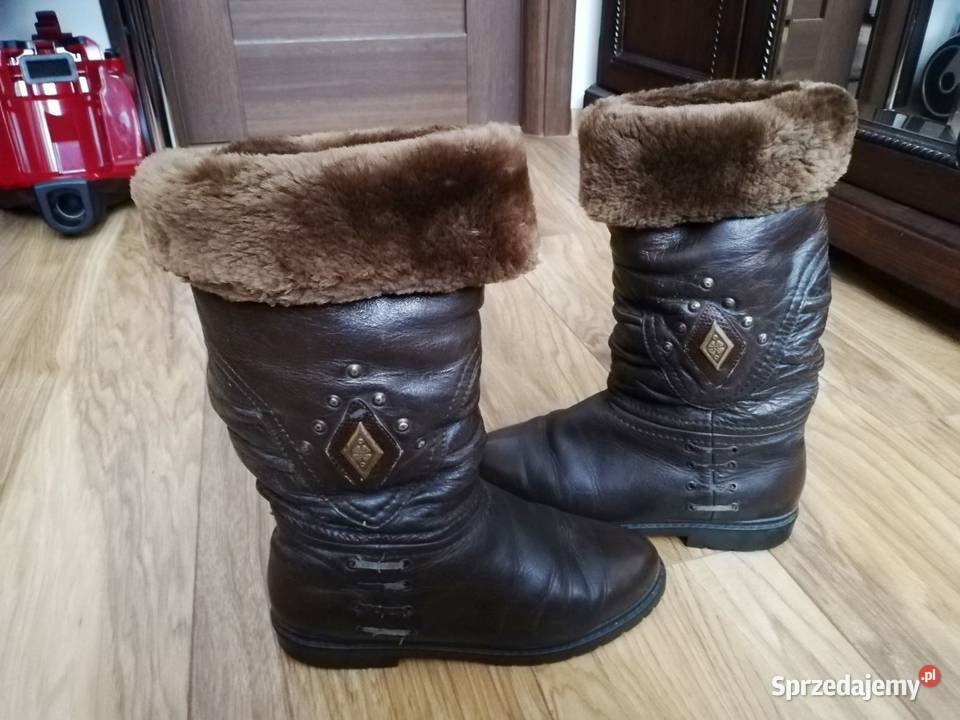 Skórzane na naturalnym futrze jakości kozaki lubelskie Lublin