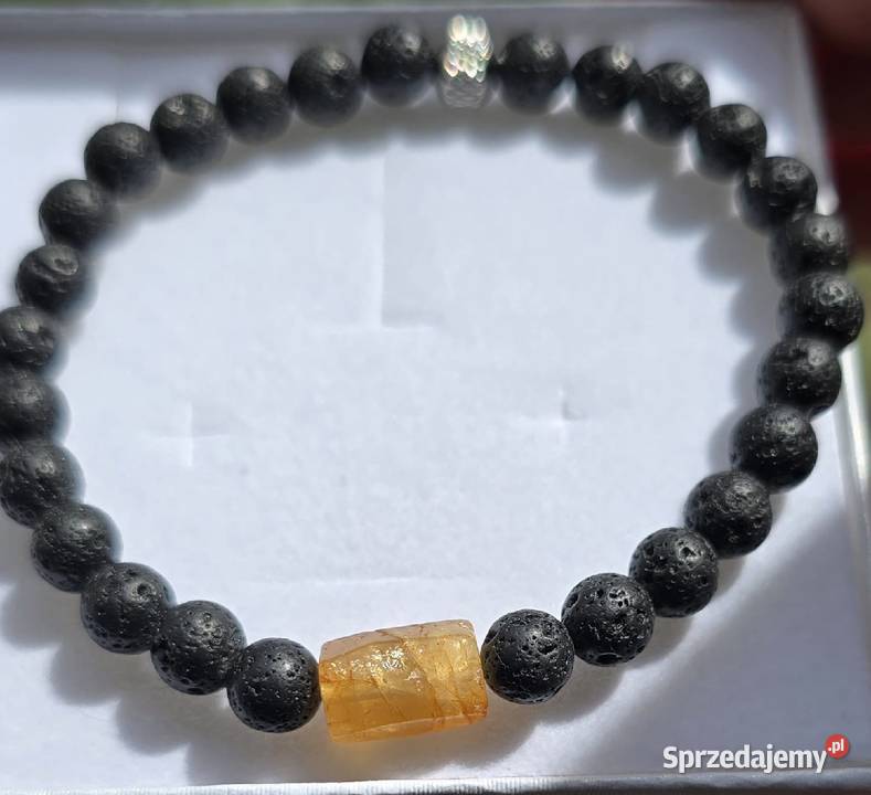 Bransoletka kamień Cytryn Lawa wulkaniczna męska sprzedam